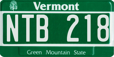 VT license plate NTB218