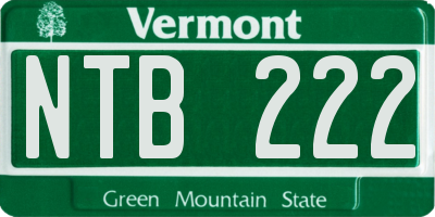 VT license plate NTB222