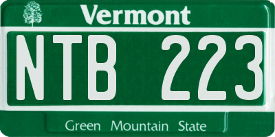 VT license plate NTB223