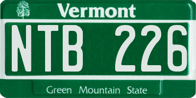 VT license plate NTB226