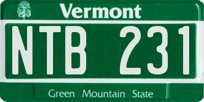 VT license plate NTB231