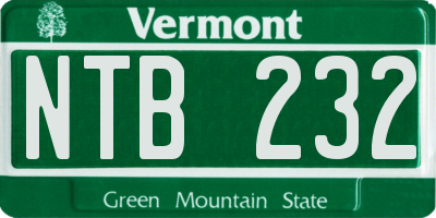 VT license plate NTB232