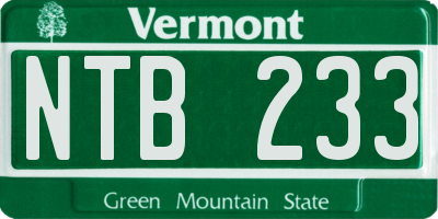 VT license plate NTB233
