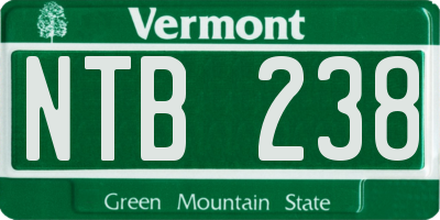 VT license plate NTB238