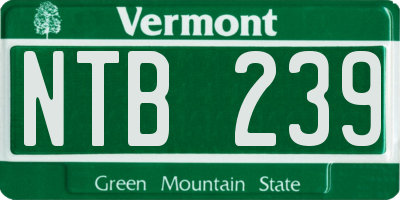 VT license plate NTB239