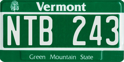 VT license plate NTB243