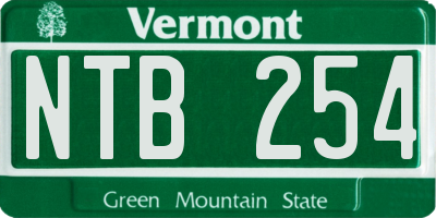 VT license plate NTB254