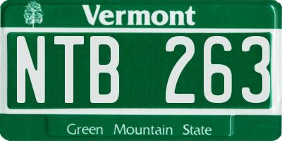 VT license plate NTB263
