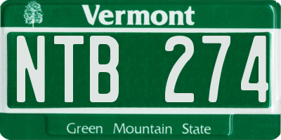 VT license plate NTB274