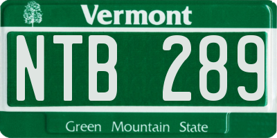VT license plate NTB289