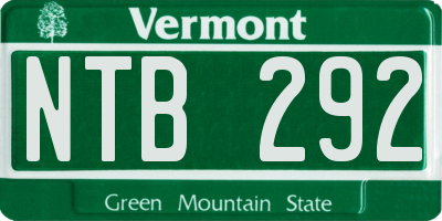 VT license plate NTB292