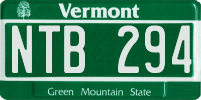 VT license plate NTB294