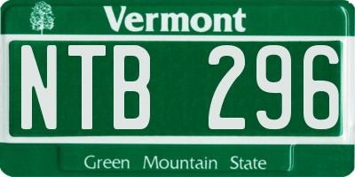 VT license plate NTB296
