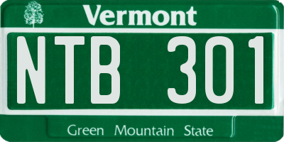 VT license plate NTB301