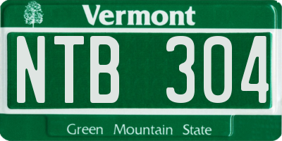 VT license plate NTB304