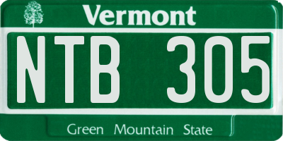 VT license plate NTB305