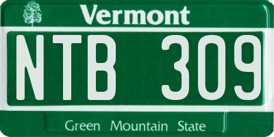 VT license plate NTB309