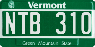 VT license plate NTB310