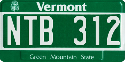VT license plate NTB312