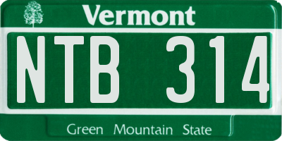 VT license plate NTB314