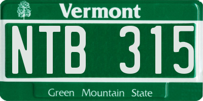 VT license plate NTB315