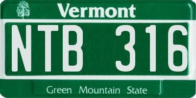 VT license plate NTB316