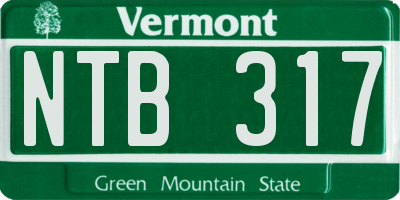 VT license plate NTB317