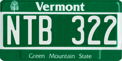 VT license plate NTB322