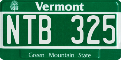 VT license plate NTB325