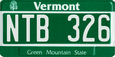 VT license plate NTB326