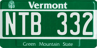 VT license plate NTB332