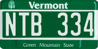 VT license plate NTB334