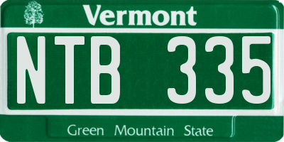 VT license plate NTB335