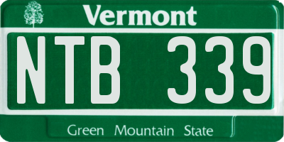 VT license plate NTB339