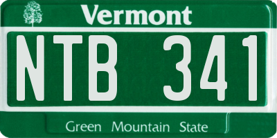 VT license plate NTB341