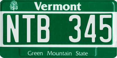 VT license plate NTB345