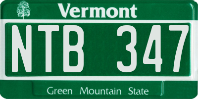 VT license plate NTB347