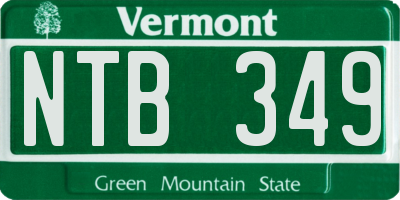 VT license plate NTB349