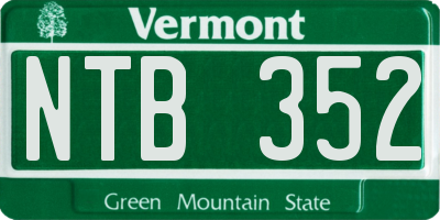 VT license plate NTB352