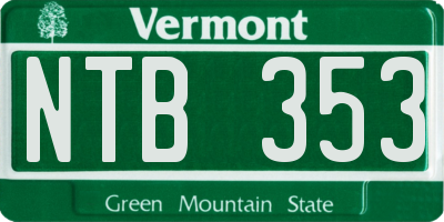 VT license plate NTB353