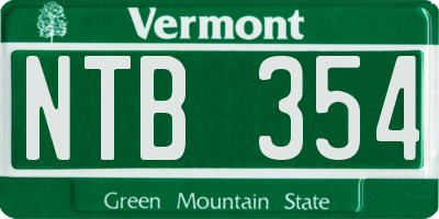 VT license plate NTB354