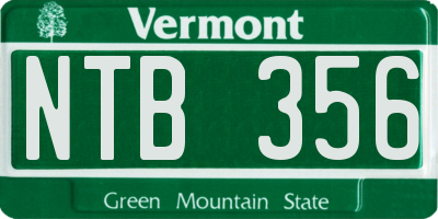 VT license plate NTB356