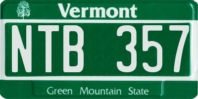 VT license plate NTB357