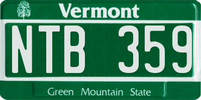 VT license plate NTB359