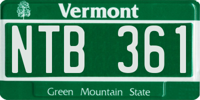 VT license plate NTB361