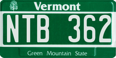 VT license plate NTB362