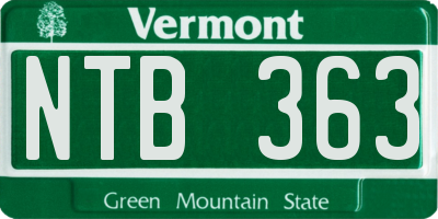VT license plate NTB363