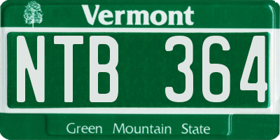 VT license plate NTB364