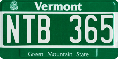 VT license plate NTB365