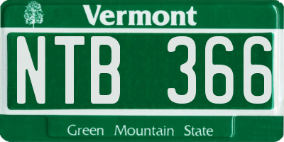 VT license plate NTB366